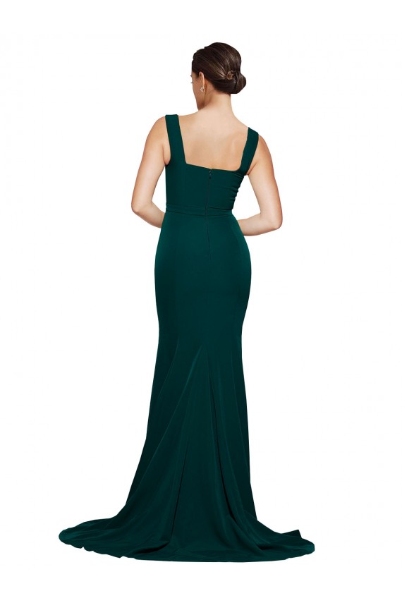 Sweep Train Midnight Green Sleeveless Sheath Semi Formal Evening Dress / Prom Dress / Bridesmaid Dress Canberra