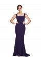 Sweep Train Dark Navy Sleeveless Sheath Semi Formal Evening Dress / Prom Dress / Bridesmaid Dress Canberra