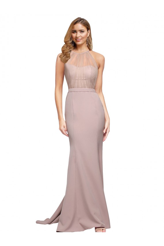 Sweep Train Dusty Pink Sleeveless Sheath Formal Evening Gown / Prom Dress / Bridesmaid Dress Canberra