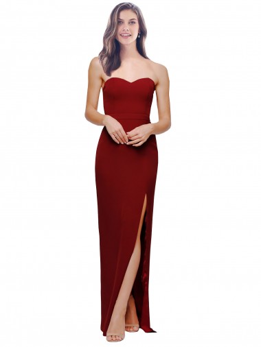 Long Burgundy Sleeveless Sheath Low Back Bridesmaid Dress / Evening Dress Canberra