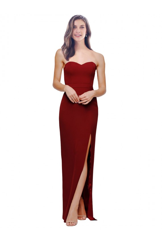 Long Burgundy Sleeveless Sheath Low Back Bridesmaid Dress / Evening Dress Canberra