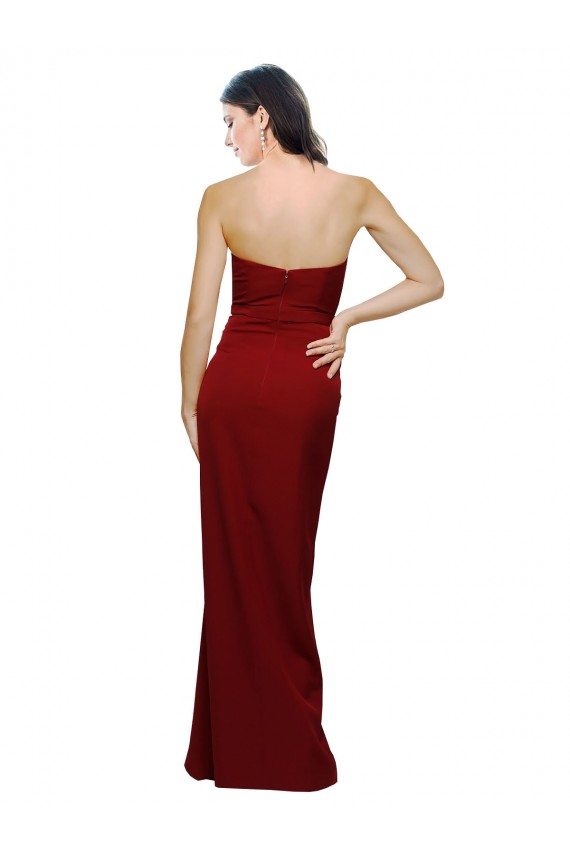 Long Burgundy Sleeveless Sheath Low Back Bridesmaid Dress / Evening Dress Canberra