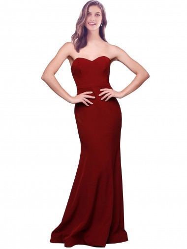 Long Burgundy Sleeveless Sheath Low Back Formal Evening Gown / Prom Dress / Bridesmaid Dress Canberra