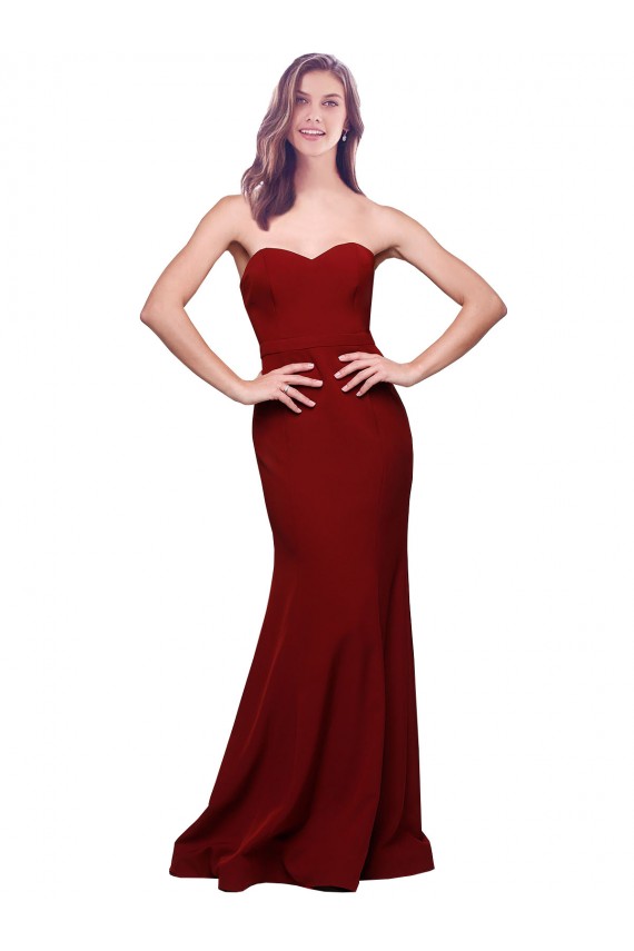 Long Burgundy Sleeveless Sheath Low Back Formal Evening Gown / Prom Dress / Bridesmaid Dress Canberra