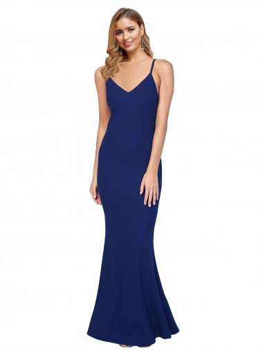 Long Royal Blue Sleeveless Sheath Open Back Formal Evening Gown / Prom Dress / Bridesmaid Dress Canberra