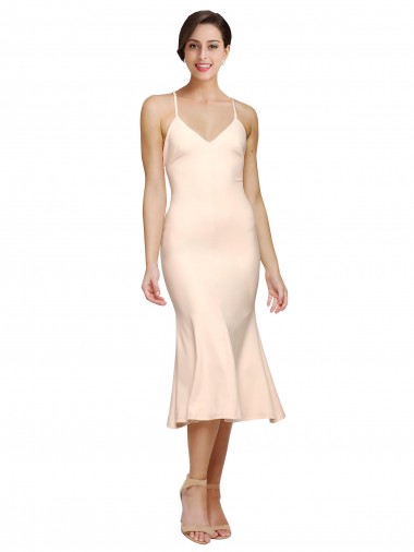 Midi Length Nude Sleeveless Sheath Open Back Evening Gown / Prom Dress / Bridesmaid Dress Canberra