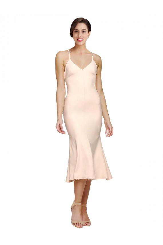 Midi Length Nude Sleeveless Sheath Open Back Evening Gown / Prom Dress / Bridesmaid Dress Canberra