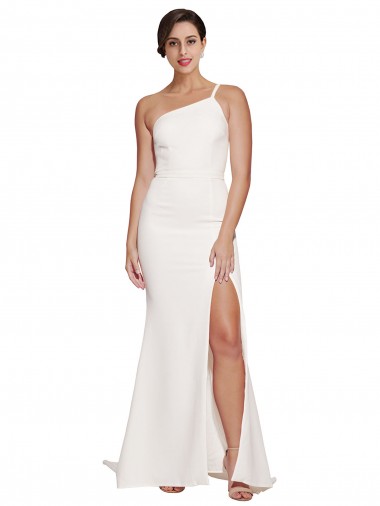 Sweep Train Ivory Sleeveless Sheath Side Slit Semi Formal Evening Dress / Prom Dress / Bridesmaid Dress Canberra