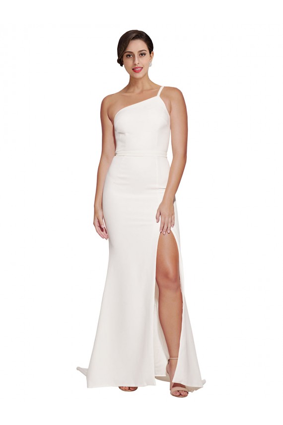 Sweep Train Ivory Sleeveless Sheath Side Slit Semi Formal Evening Dress / Prom Dress / Bridesmaid Dress Canberra