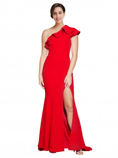 Sweep Train Red Sleeveless Sheath Semi Formal Evening Dress / Prom Dress / Bridesmaid Dress Canberra