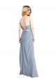 Long Smoke Blue Sleeveless A-Line Open Back Prom Dress / Bridesmaid Dress Canberra