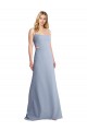 Long Smoke Blue Sleeveless A-Line Open Back Stretch Crepe Prom Dress / Bridesmaid Dress Canberra