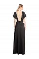 Long Black Cap Sleeves A-Line Open Back Bridesmaid Dress / Evening Dress Canberra