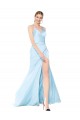 Long Light Sky Blue Sleeveless Mermaid High Slit Formal Evening Gown / Prom Dress / Bridesmaid Dress Canberra