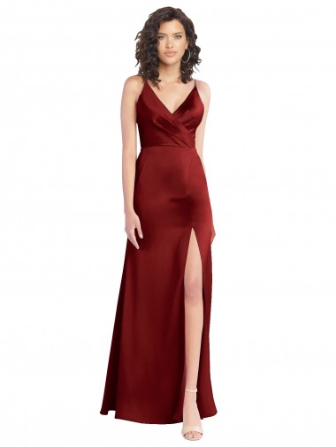 Long Burgundy Sleeveless A-Line V-Back Formal Dress / Bridesmaid Dress Canberra