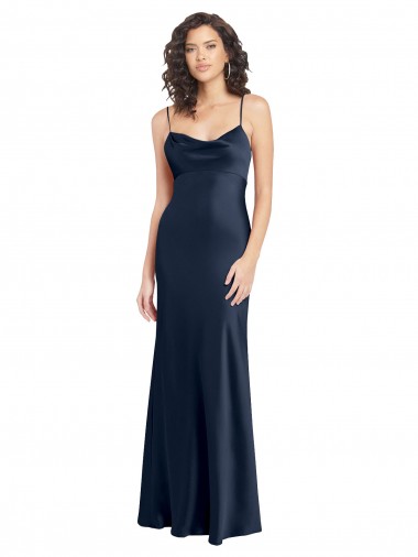 Long Dark Navy Sleeveless A-Line Open Back Black Tie Evening Gown / Prom Dress / Bridesmaid Dress Canberra