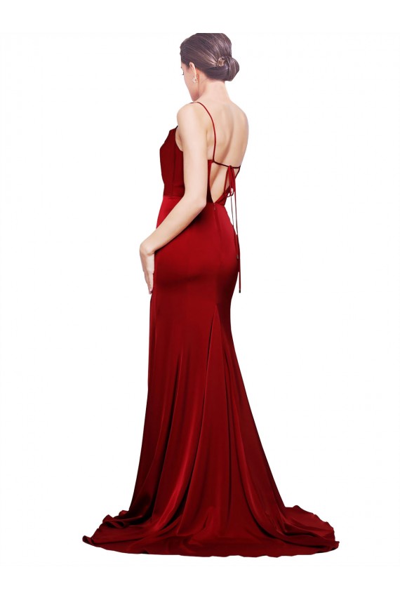 Sweep Train Burgundy Sleeveless Sheath Open Back Black Tie Evening Gown / Prom Dress / Bridesmaid Dress Canberra