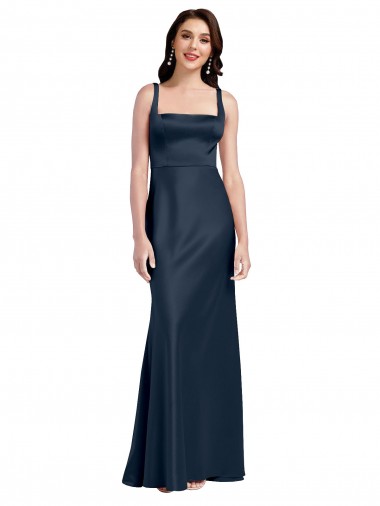 Long Dark Navy Sleeveless A-Line Low Back Formal Evening Gown / Prom Dress / Bridesmaid Dress Canberra