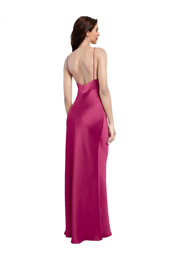 Long Fuchsia Sleeveless A-Line Low Back Stretch Satin Formal Evening Gown / Prom Dress / Bridesmaid Dress Canberra