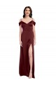 Long Burgundy Gold Sleeveless A-Line Side Slit Formal Dress / Bridesmaid Dress Canberra