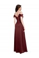 Long Burgundy Gold Sleeveless A-Line Side Slit Formal Dress / Bridesmaid Dress Canberra