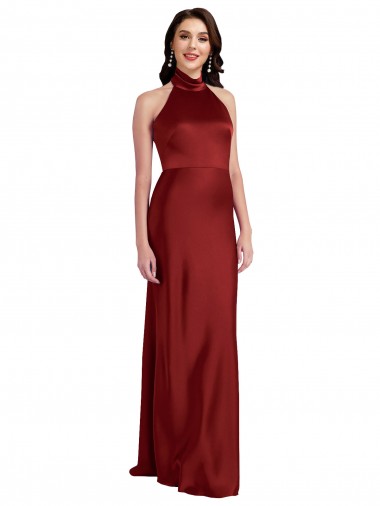 Long Burgundy Sleeveless A-Line Open Back Black Tie Evening Gown / Prom Dress / Bridesmaid Dress Canberra