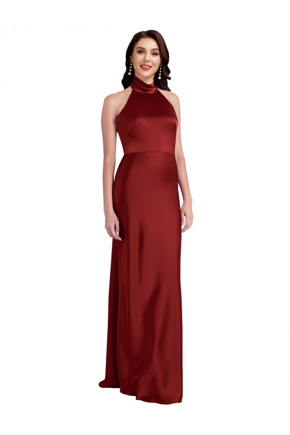 Long Burgundy Sleeveless A-Line Open Back Black Tie Evening Gown / Prom Dress / Bridesmaid Dress Canberra