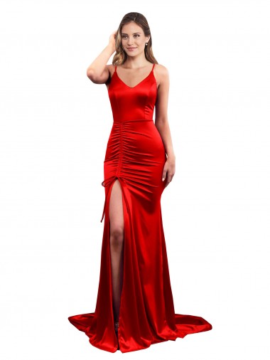 Long Red Sleeveless Mermaid Low Back Evening Dress / Bridesmaid Dress Canberra