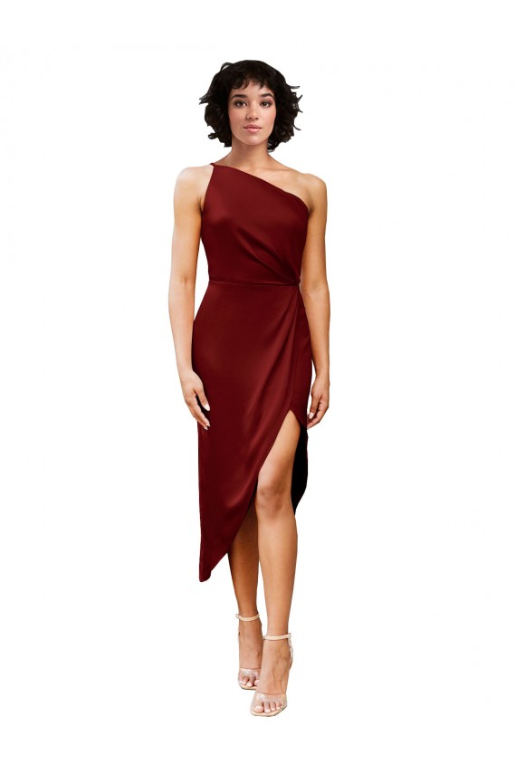 Midi Length Burgundy Sleeveless Sheath Black Tie Evening Gown / Prom Dress / Bridesmaid Dress Canberra