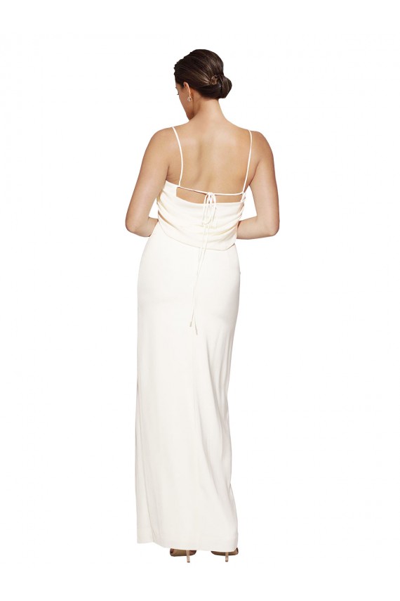 Long Ivory Sleeveless Sheath Low Back Side Slit Formal Evening Gown / Prom Dress / Bridesmaid Dress Canberra