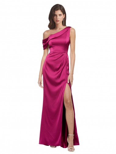 Long Fuchsia Sleeveless A-Line Side Slit Bridesmaid Dress / Evening Dress Canberra