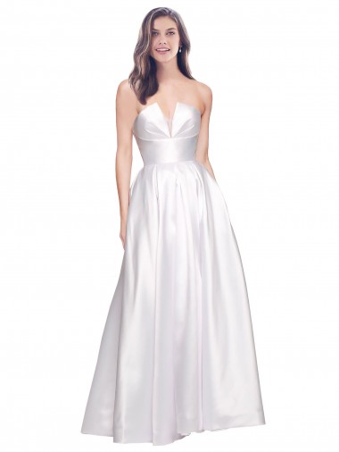 Long White Sleeveless A-Line Low Back Formal Evening Gown / Prom Dress / Bridesmaid Dress Canberra