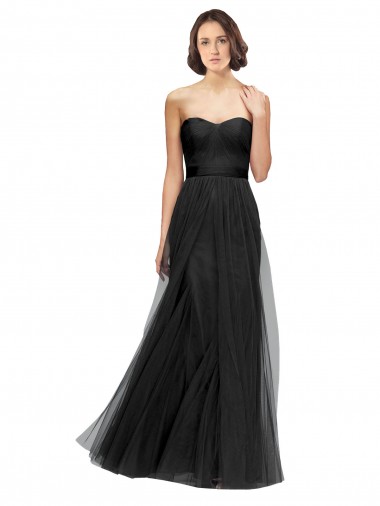 Long Black Sleeveless A-Line Bridesmaid Dress Canberra