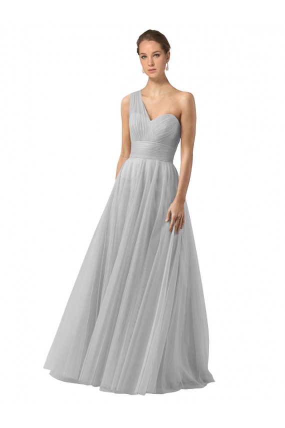 Long Silver Sleeveless A-Line Bridesmaid Gown Canberra