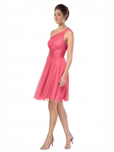 Long Watermelon Sleeveless A-Line Tulle Bridesmaid Dress Canberra