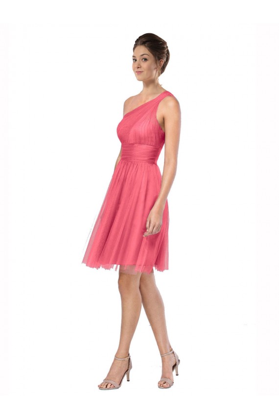 Long Watermelon Sleeveless A-Line Tulle Bridesmaid Dress Canberra