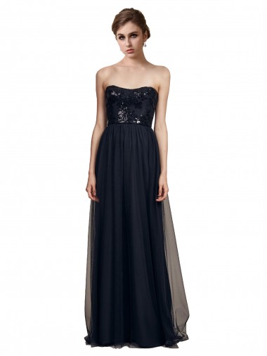 Long Black Sleeveless A-Line Bridesmaid Gown Canberra