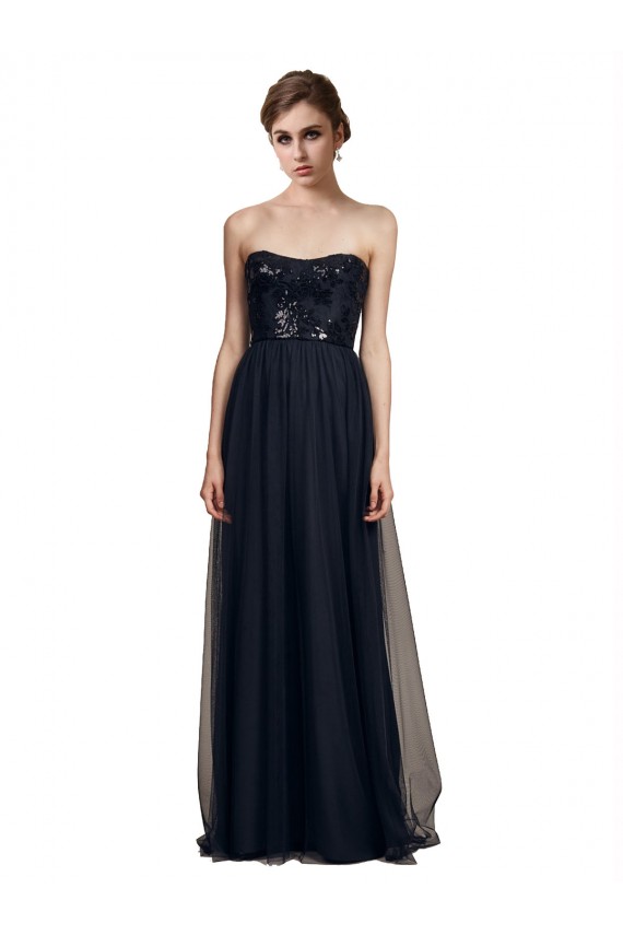 Long Black Sleeveless A-Line Bridesmaid Gown Canberra