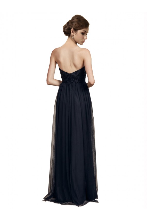 Long Black Sleeveless A-Line Bridesmaid Gown Canberra