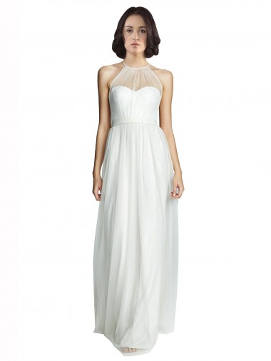 Long White Sleeveless A-Line Bridesmaid Dress Canberra