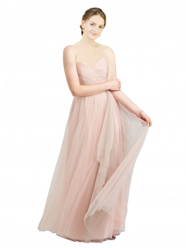 Long Pink Sleeveless A-Line Tulle Bridesmaid Dress / Evening Dress Canberra