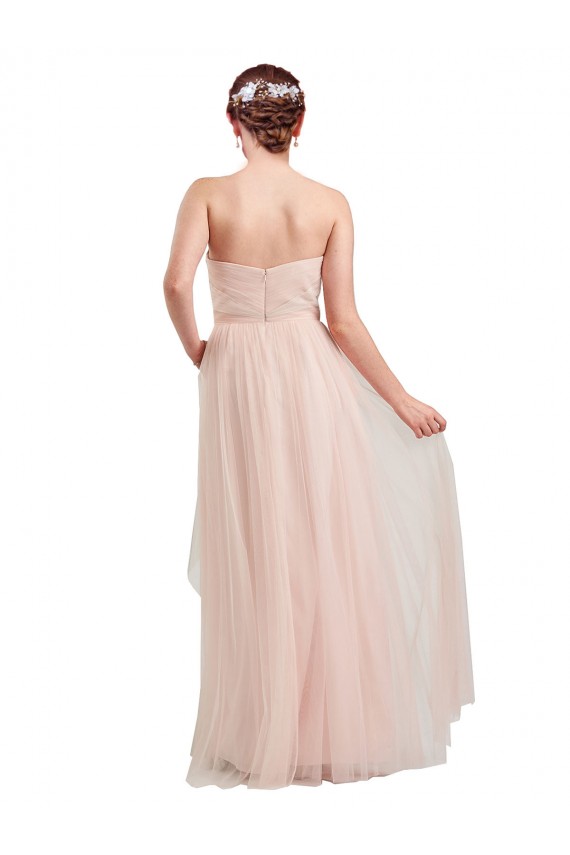 Long Pink Sleeveless A-Line Tulle Bridesmaid Dress / Evening Dress Canberra