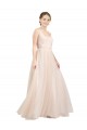 Long Pink Sleeveless A-Line Open Back Tulle Semi Formal Evening Dress / Bridesmaid Dress Canberra