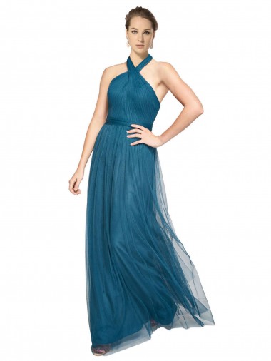 Long Teal Green Sleeveless A-Line Open Back Bridesmaid Dress Canberra