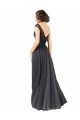 Long Slate Grey Cap Sleeves A-Line Bridesmaid Dress Canberra