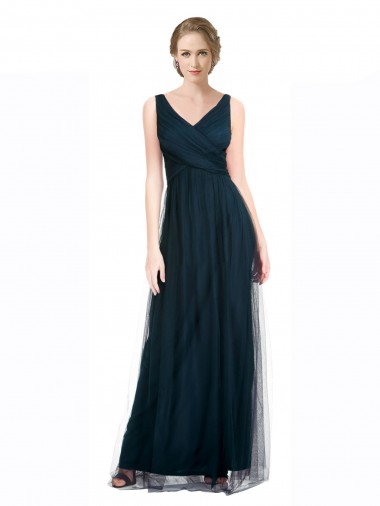 Long Blue Sleeveless A-Line Bridesmaid Dress Canberra