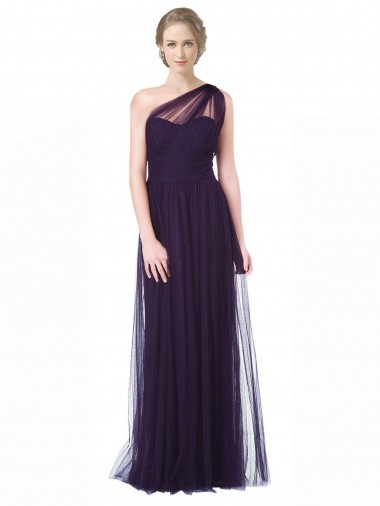 Long Plum Sleeveless A-Line Bridesmaid Dress Canberra