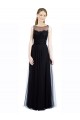 Long Black Sleeveless A-Line Low Back Tulle & Lace Bridesmaid Dress Canberra