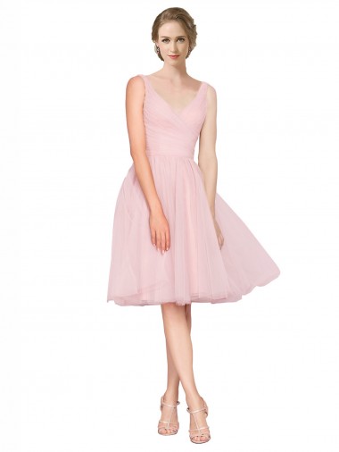 Knee Length Pink Sleeveless A-Line Bridesmaid Gown Canberra