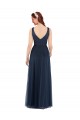 Long Dark Navy Sleeveless Sheath V-Back Bridesmaid Dress Canberra